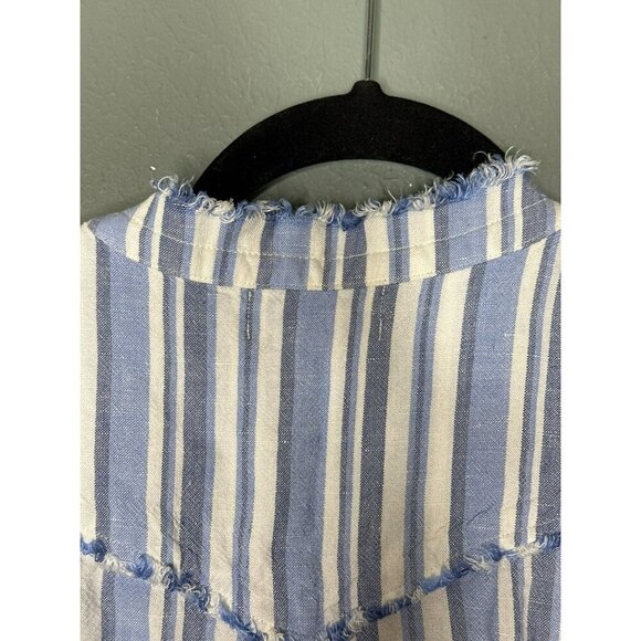 Cloth & Stone Anthropologie Women's XS Chambray Striped Button Shirt Linen Blend - Picture 9 of 13